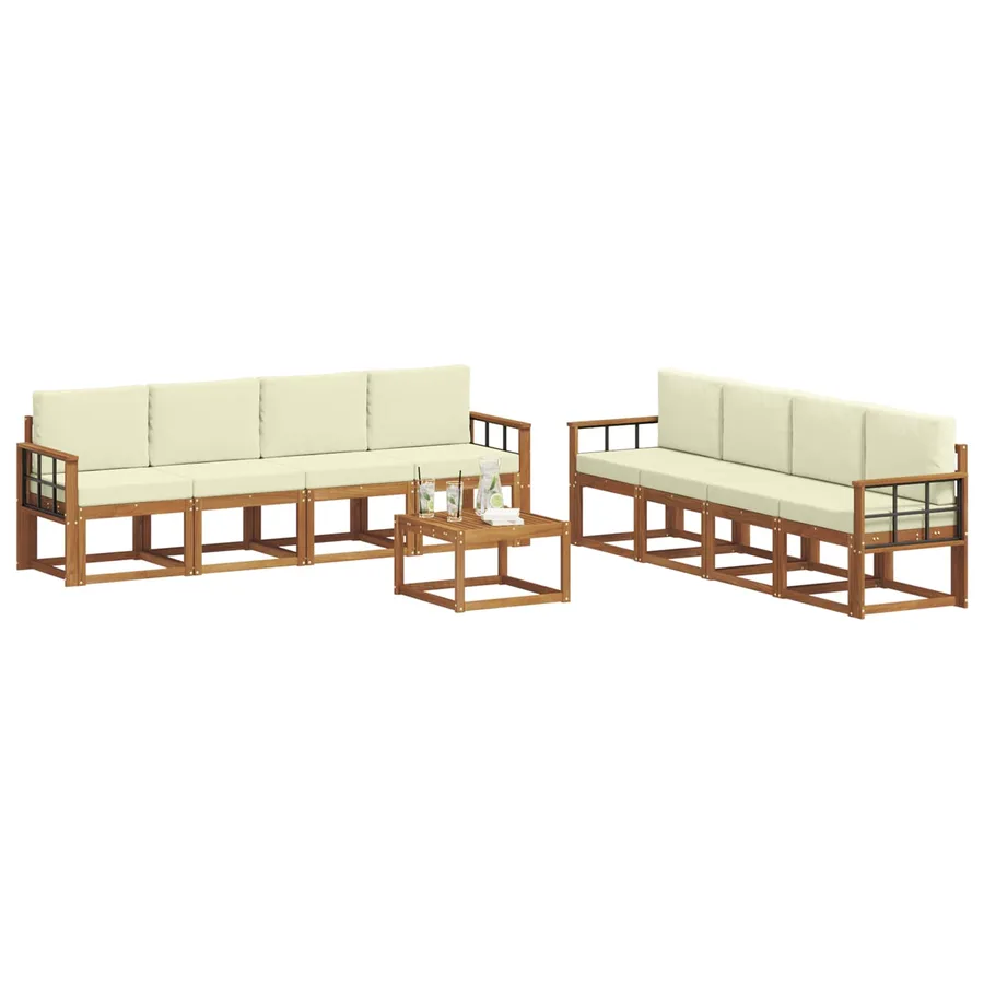 Ensemble de canapés d'extérieur 9 pcs Naturel et Crème - 3