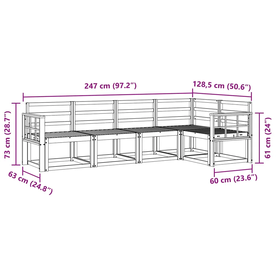 Ensemble de canapés d'extérieur 5 pcs Naturel - 8
