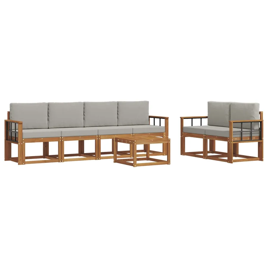 Ensemble de canapés d'extérieur 7 pcs Gris Naturel et Clair - 2
