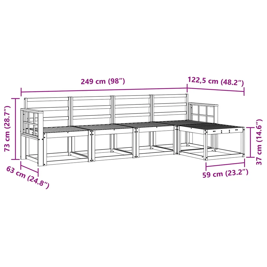 Ensemble de canapés d'extérieur 5 pcs Naturel - 8
