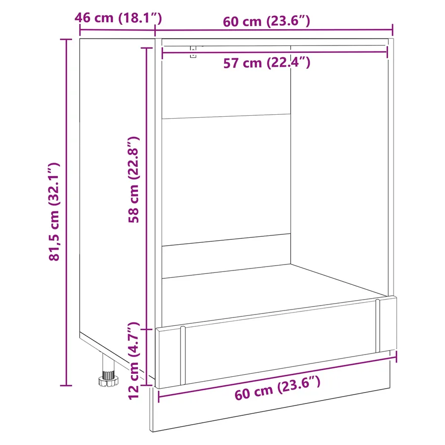 Armoire de four LUCCA Chêne noir 60 x 46 x 81,5 cm - 8