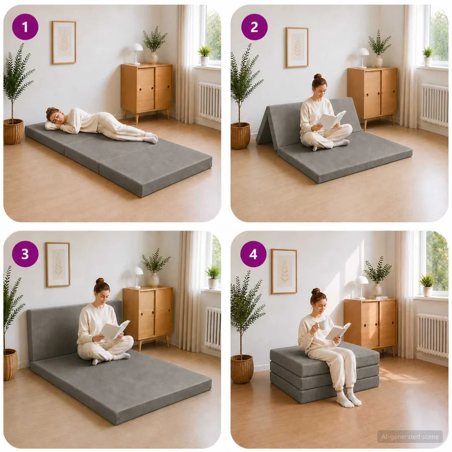 Canapé-lit pliable 90 x 67 x 45 cm Gris clair - 9