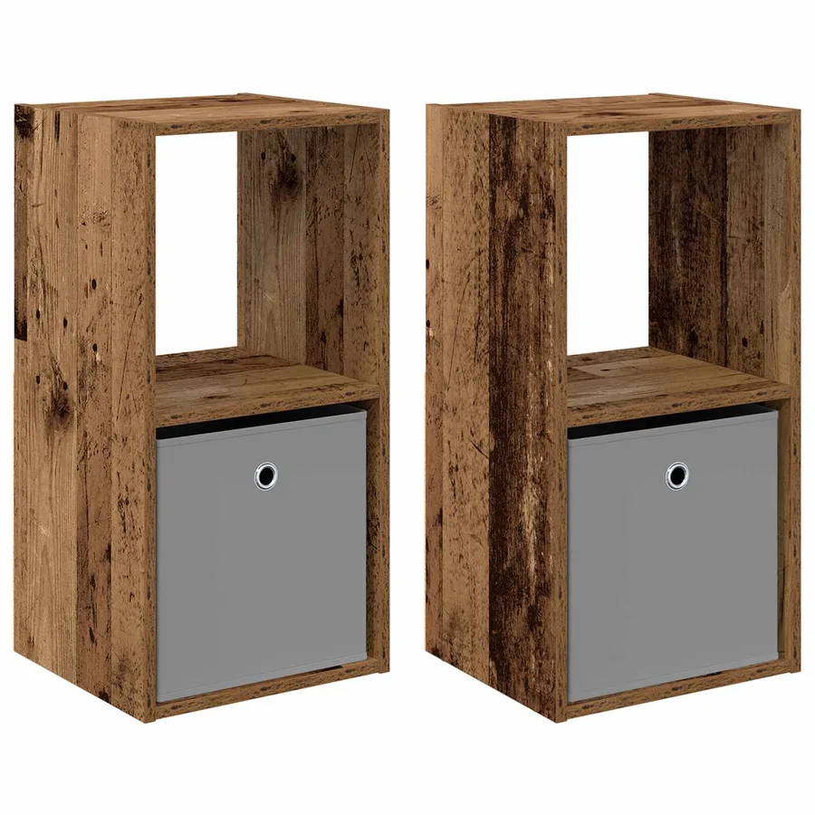 Table de chevet avec tiroir 2 pcs Bois ancien 35 x 32 x 68,5 cm - 2