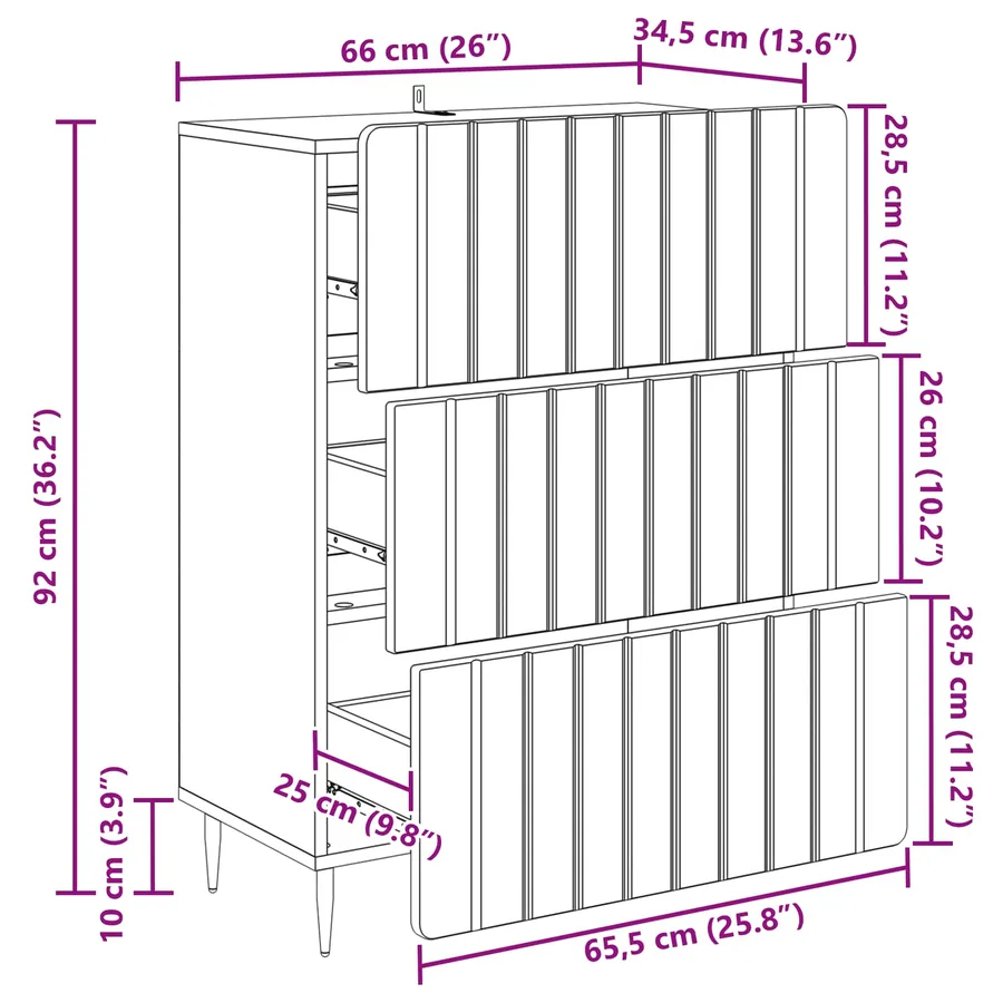 Armoire à tiroirs Sonoma gris 66 x 34,5 x 92 cm - 11
