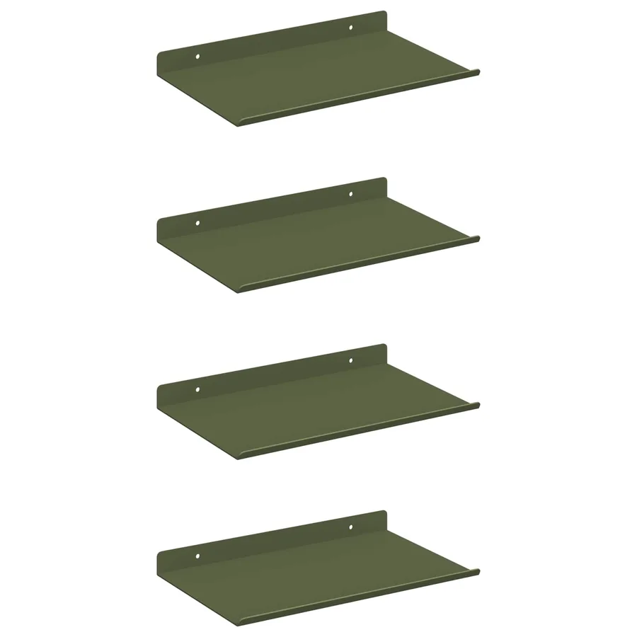 Étagère flottante 4 pcs Vert olive 30 x 18 x 2,5 cm Acier - 2