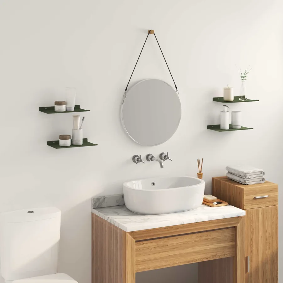 Étagère flottante 4 pcs Vert olive 30 x 18 x 2,5 cm Acier - 4