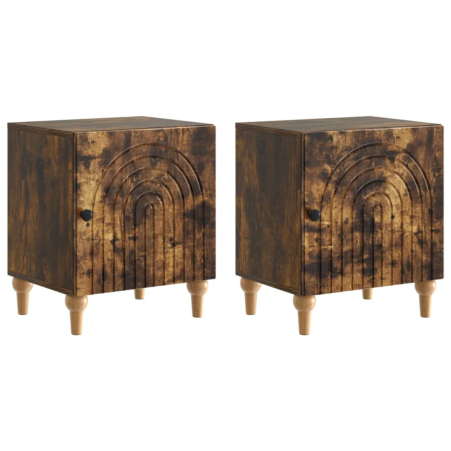 Cabinet de chevet 2 pcs Chêne fumé 43 x 34,5 x 50 cm - 2