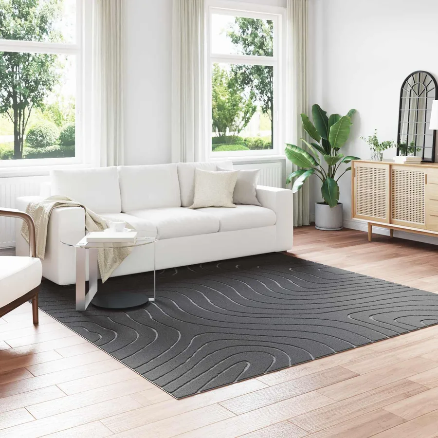 Tapis de surface PALMERAS Anthracite 240 x 240 cm Polyester