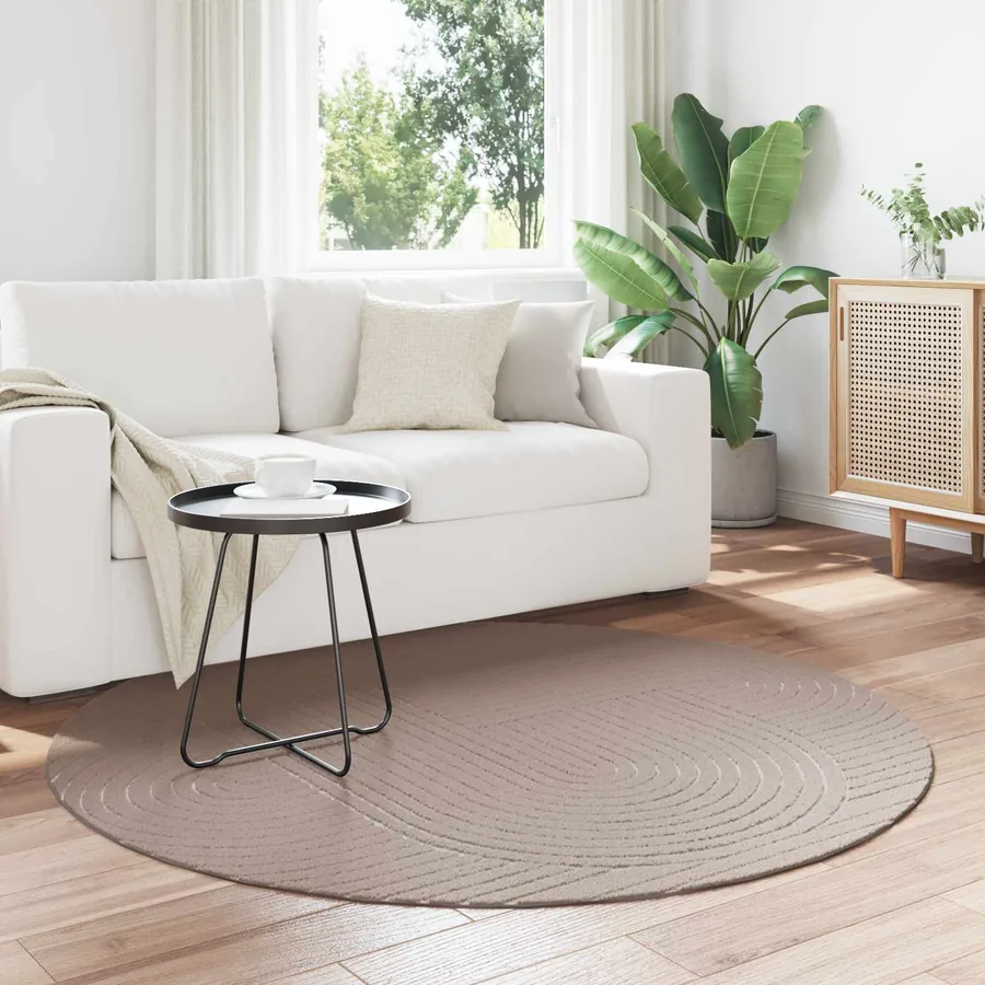 Tapis de surface Rond PALMERAS Beige Ø 200 CM Polyester