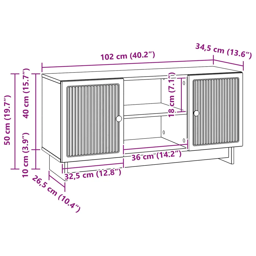 Meuble TV 102 x 34,5 x 50 cm Blanc Bois d'ingénierie - 11