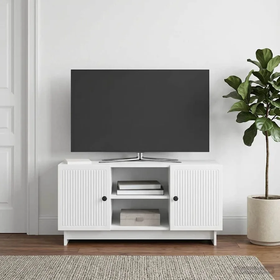 Meuble TV 102 x 34,5 x 50 cm Blanc Bois d'ingénierie - 4