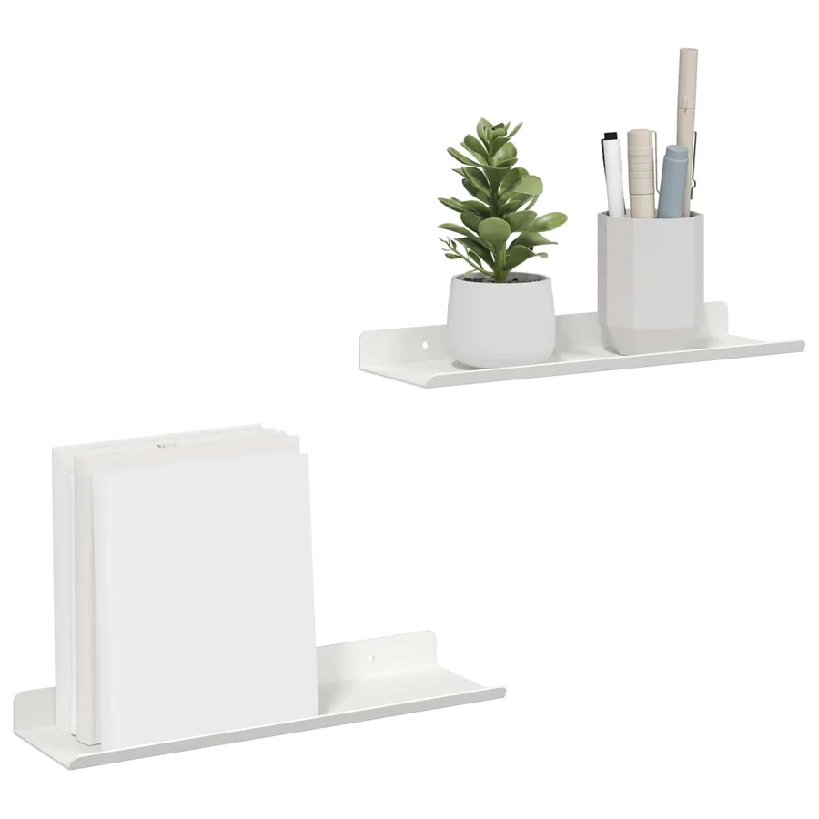 Étagère flottante 2 pcs Blanc 30 x 9 x 2,5 cm Acier - 3