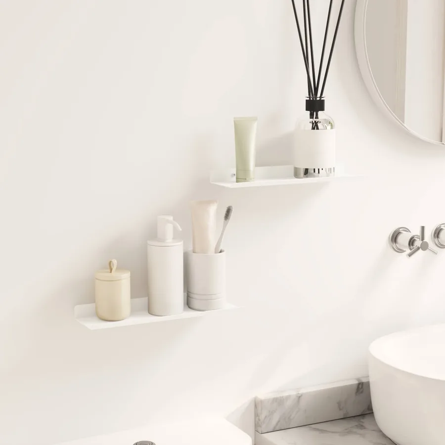 Étagère flottante 2 pcs Blanc 30 x 9 x 2,5 cm Acier - 4