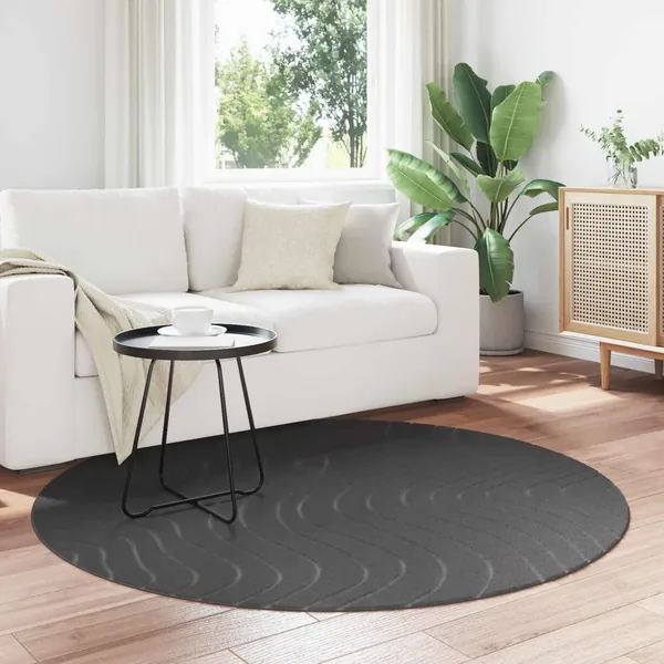Tapis de surface Rond PALMERAS Anthracite Ø 160 CM Polyester