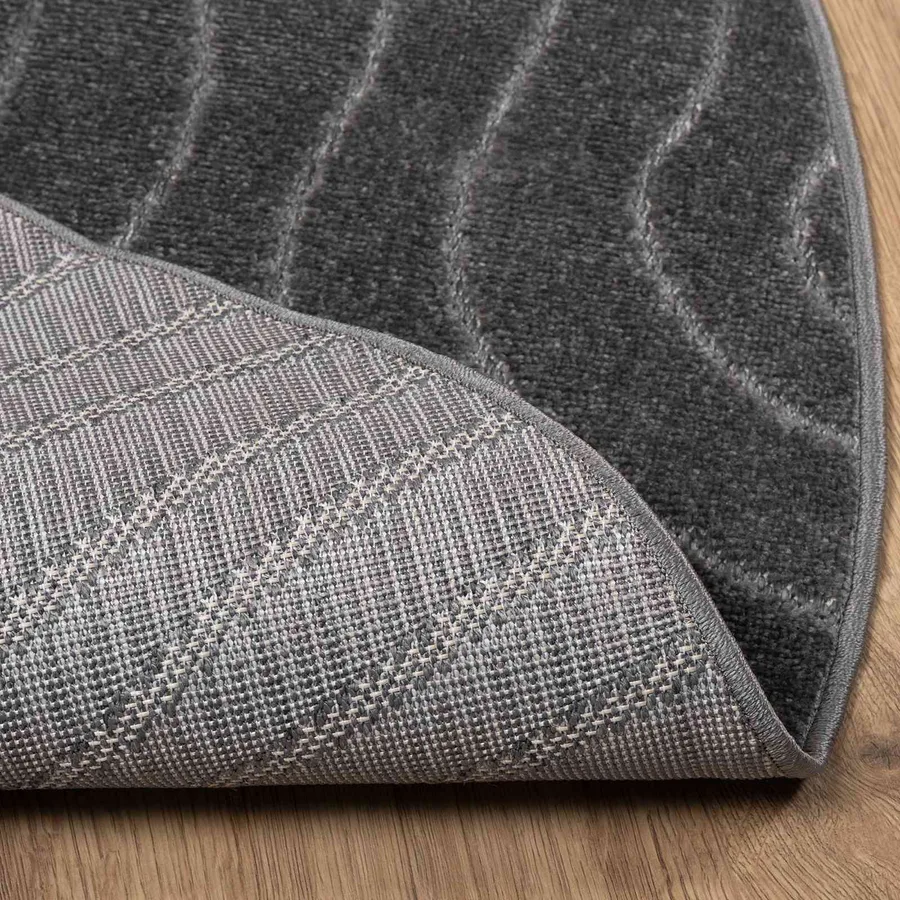 Tapis de surface Rond PALMERAS Anthracite Ø 160 CM Polyester - 4