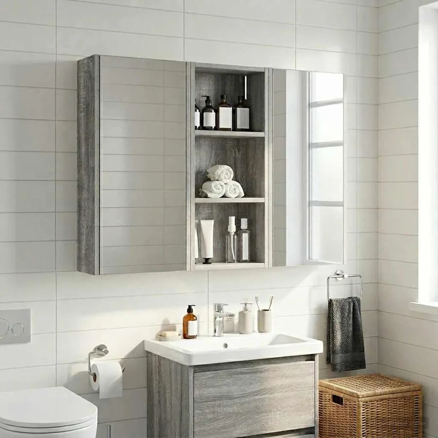 Armoire murale de salle de bain Gris Sonoma 30 x 14 x 70 cm - 4
