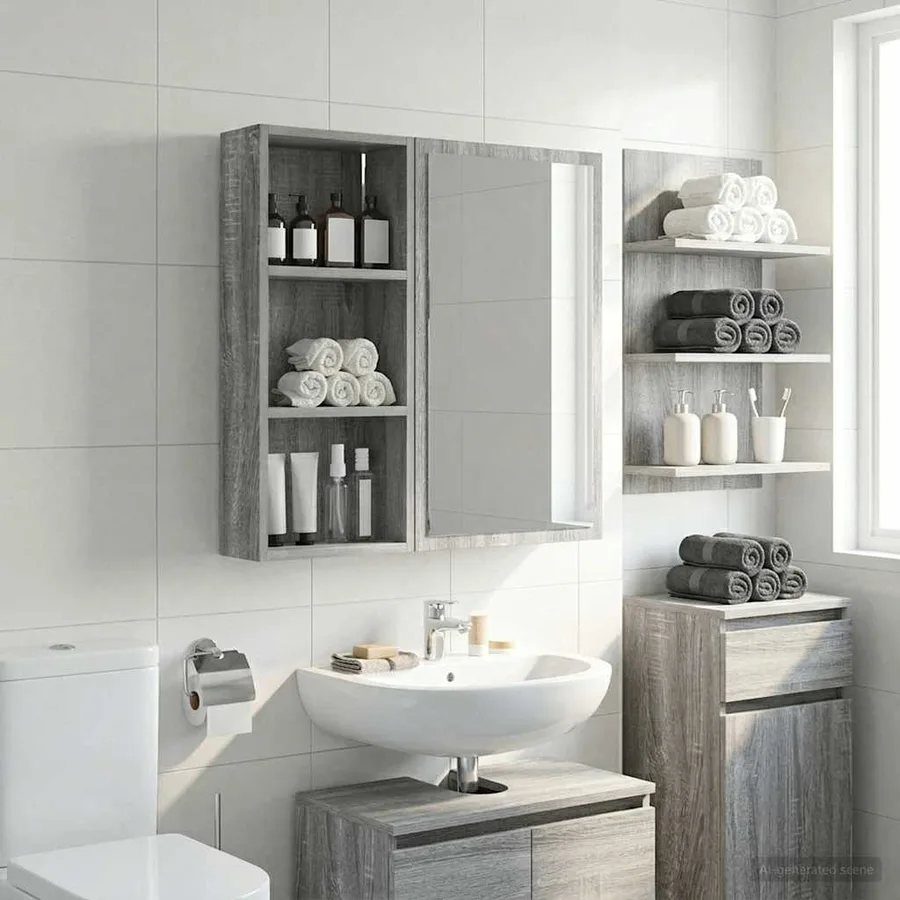 Armoire murale de salle de bain Gris Sonoma 30 x 14 x 70 cm - 5