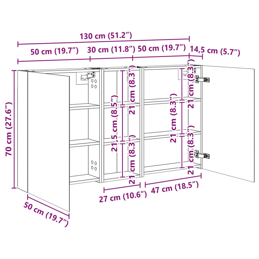 Ensemble de Meubles de Salle de Bain 3 pcs 130 x 14,5 x 70 cm - 12
