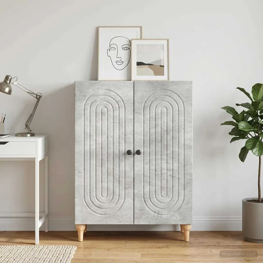 Buffet Gris béton 66 x 34,5 x 90 cm Bois d'ingénierie