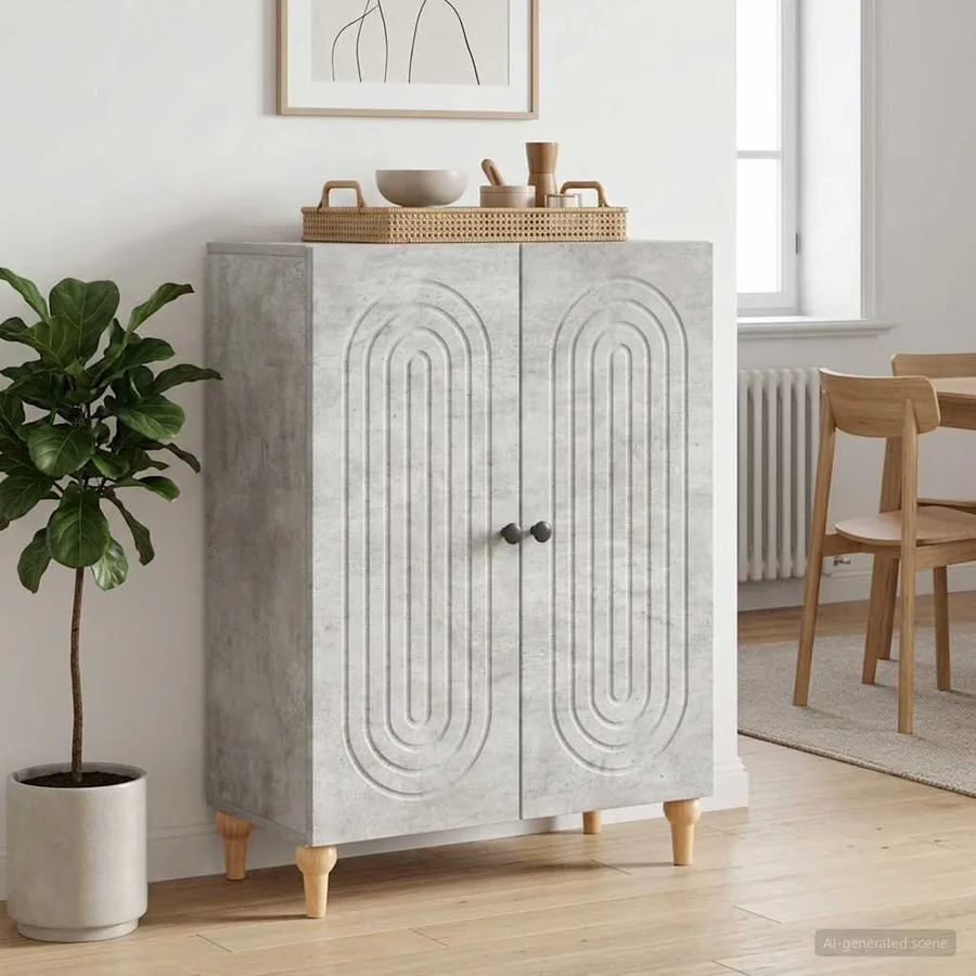 Buffet Gris béton 66 x 34,5 x 90 cm Bois d'ingénierie - 4