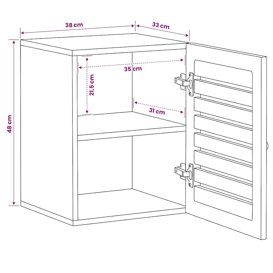 Armoire suspendue avec porte Marron et Noir 38 x 33,5 x 48 cm - 12