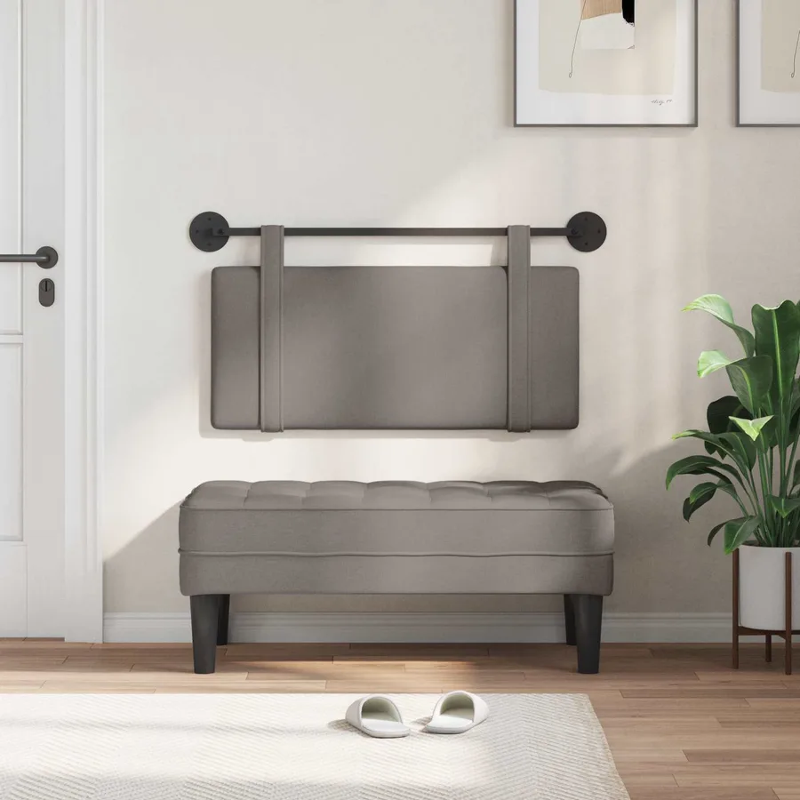 Tête de lit suspendue Taupe Tissu - 3