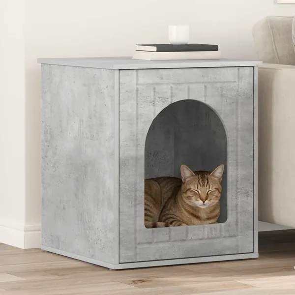 Maison pour chat Béton 53 x 52 x 62 cm Bois d'ingénierie