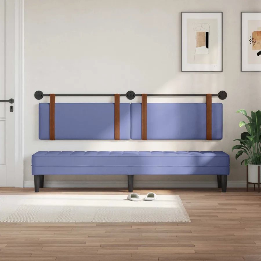 Tête de lit suspendue Bleu denim PU antique - 3