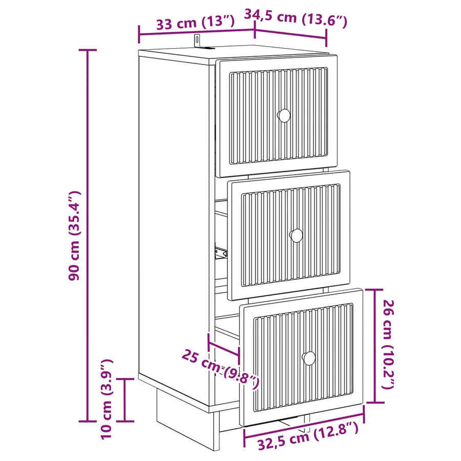 Armoire à tiroirs Chêne Sonoma 33 x 34,5 x 90 cm - 11