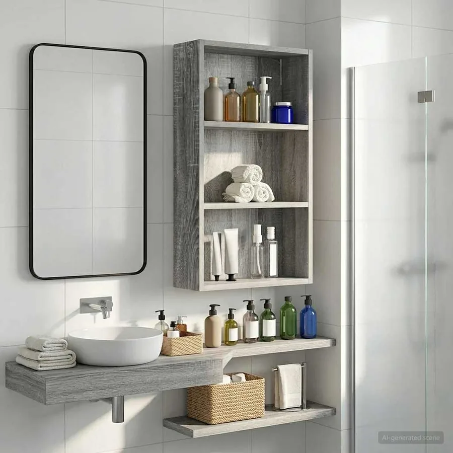 Armoire murale de salle de bain Gris Sonoma 40 x 14 x 70 cm