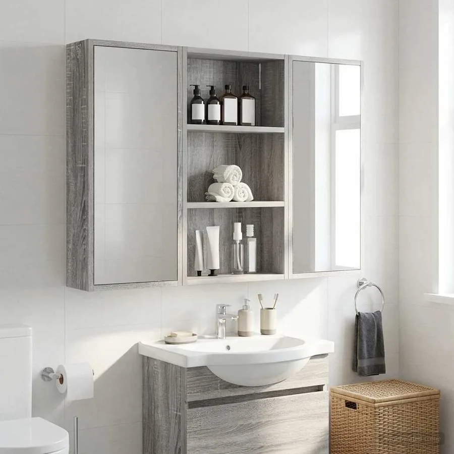 Armoire murale de salle de bain Gris Sonoma 40 x 14 x 70 cm - 4