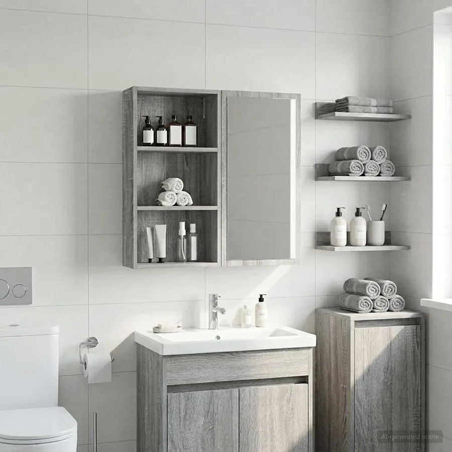 Armoire murale de salle de bain Gris Sonoma 40 x 14 x 70 cm - 5