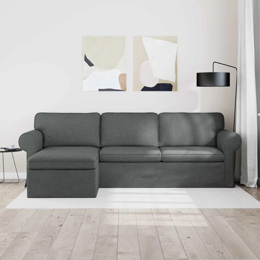 Canapé Gris foncé 245 x 138 x 80 cm tissu - 3