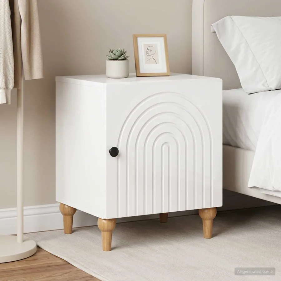 Cabinet de chevet 2 pcs Blanc brillant 43 x 34,5 x 50 cm