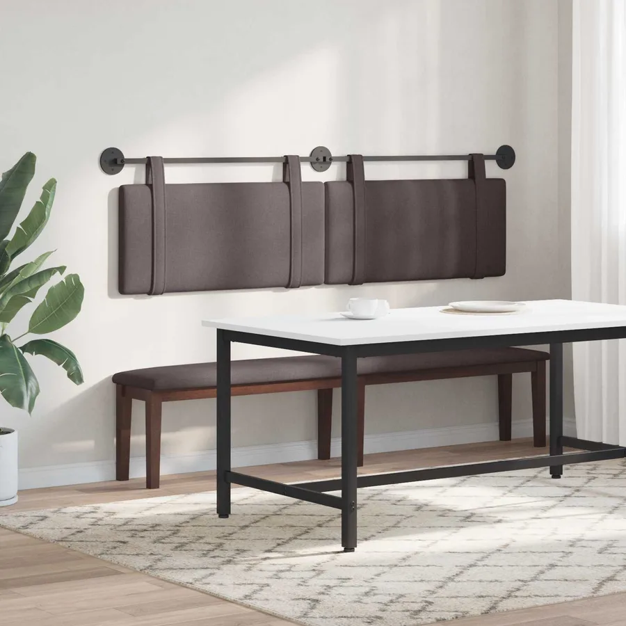 Tête de lit suspendue Marron foncé Tissu - 4