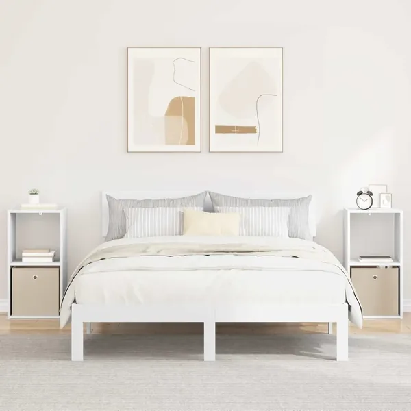Table de chevet 2 pcs Blanc 35 x 32 x 68,5 cm Bois d'ingénierie