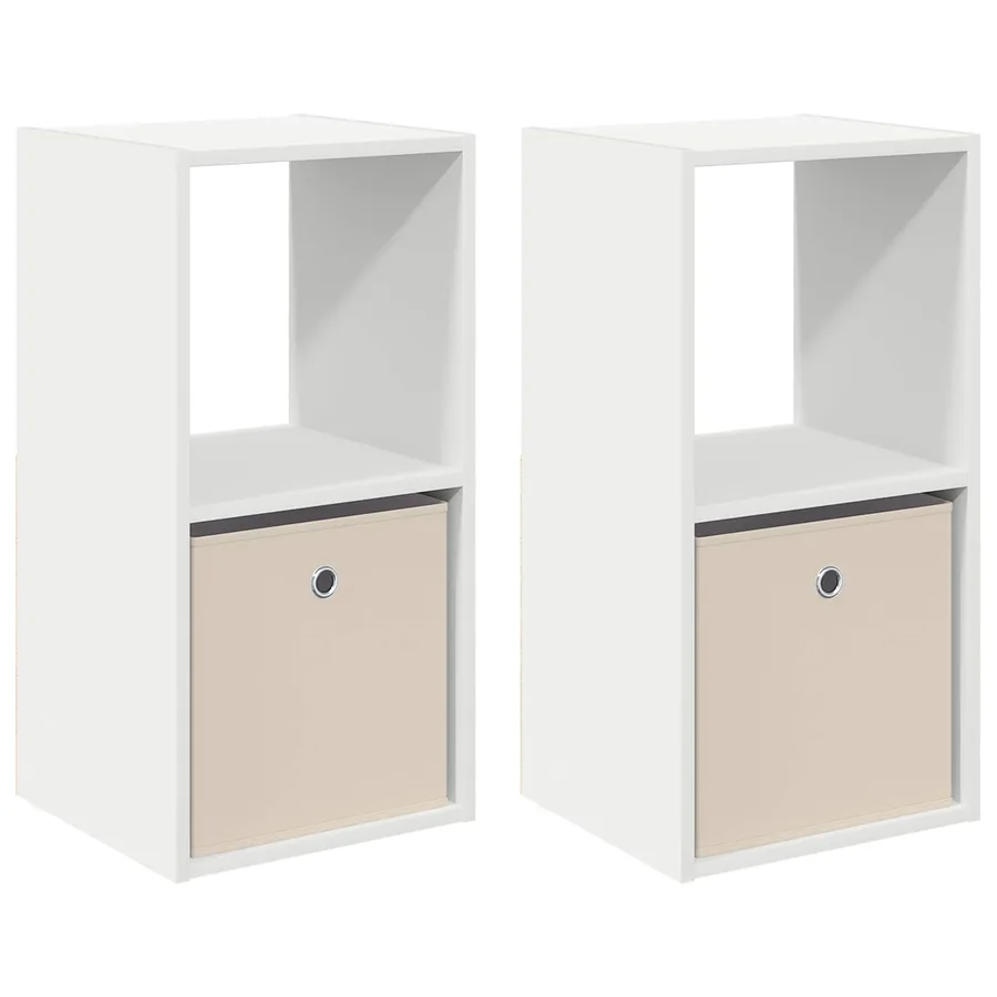 Table de chevet 2 pcs Blanc 35 x 32 x 68,5 cm Bois d'ingénierie - 2