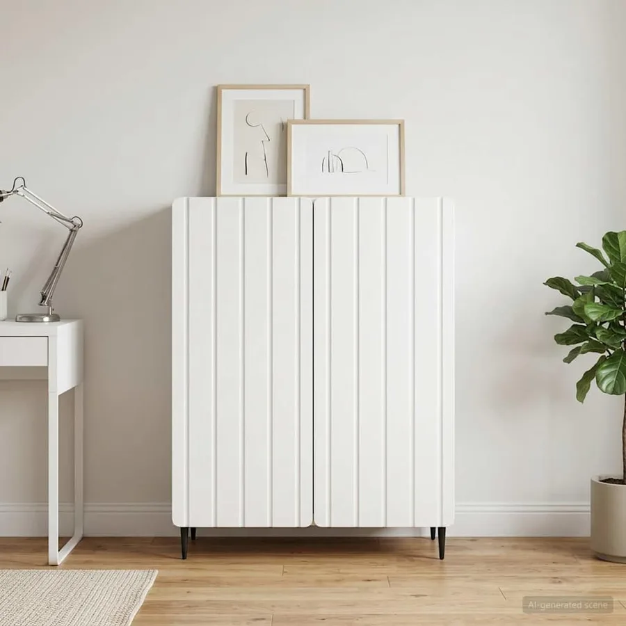 Buffet Blanc 66 x 34,5 x 92 cm Bois d'ingénierie - 4