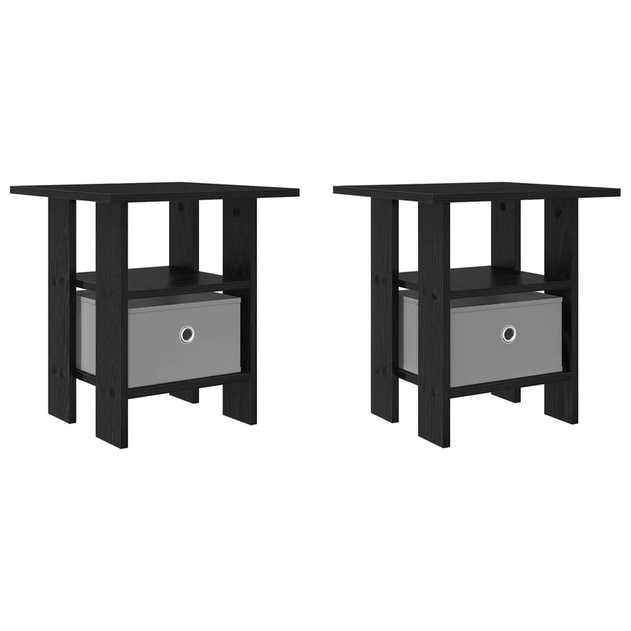 Table de chevet avec tiroir 2 pcs Chêne noir 41 x 40 x 45 cm - 2