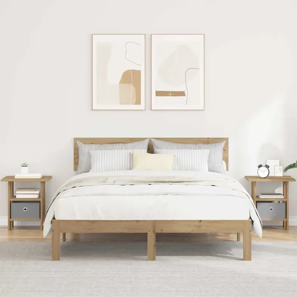 Table de chevet 2 pc Chêne artisanal 41 x 40 x 45 cm