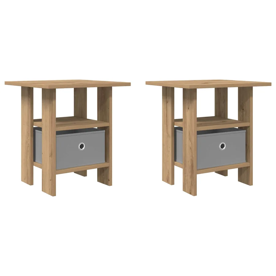 Table de chevet 2 pc Chêne artisanal 41 x 40 x 45 cm - 2