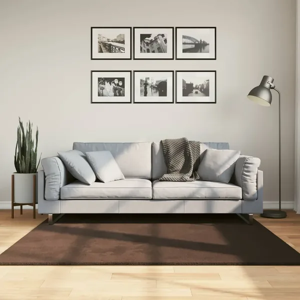 Tapis doux à poils moyens et lavable HUARTE Marron 160 x 160 cm