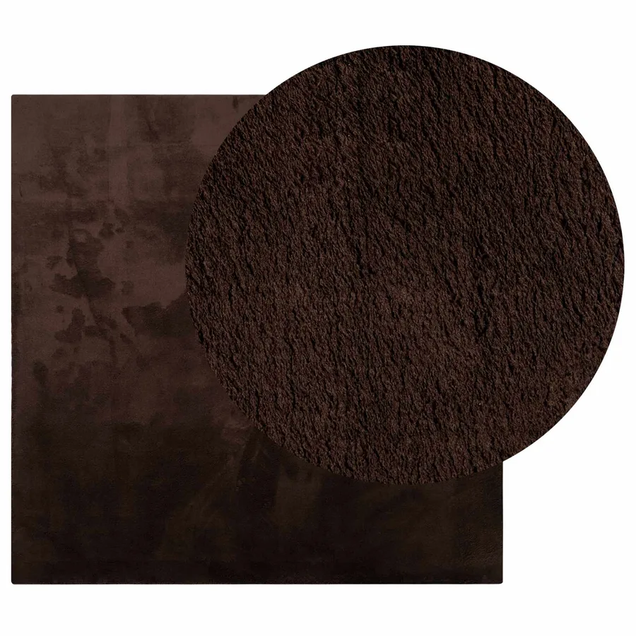 Tapis doux à poils moyens et lavable HUARTE Marron 160 x 160 cm - 3