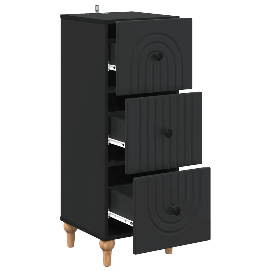 Armoire à tiroirs Noir 33 x 34,5 x 90 cm Bois d'ingénierie - 5