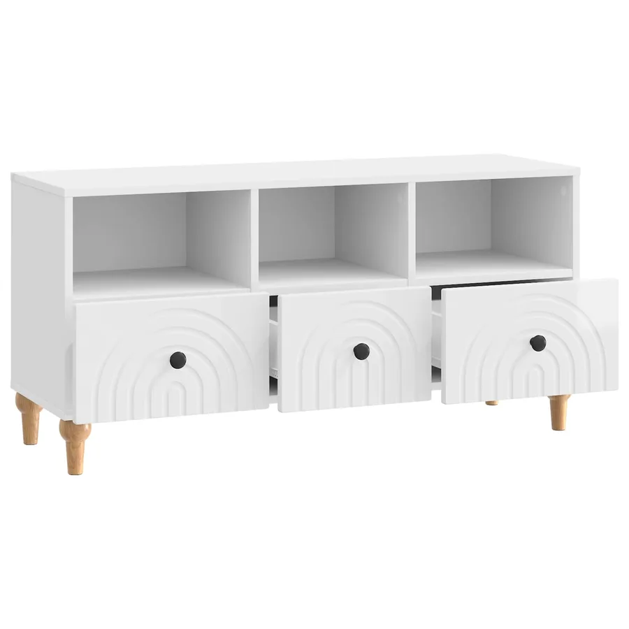 Meuble TV Blanc Brillant 102 x 34,5 x 50 cm Bois d’ingénierie - 5