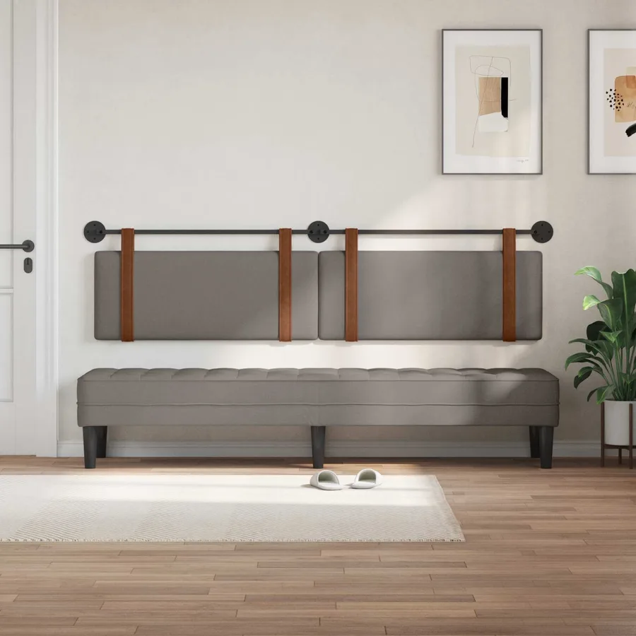 Tête de lit suspendue Taupe PU antique - 3
