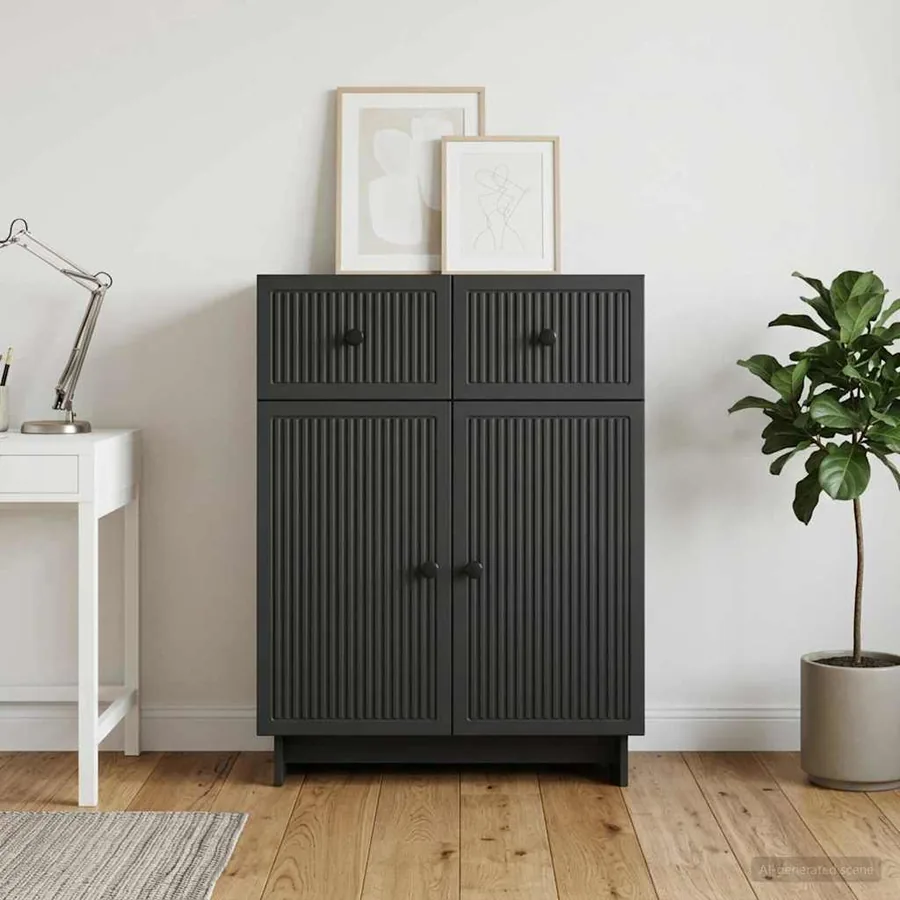 Buffet avec tiroir Noir 66 x 34,5 x 90 cm Bois d'ingénierie