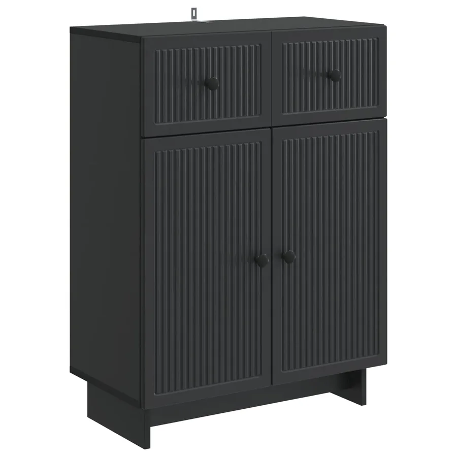 Buffet avec tiroir Noir 66 x 34,5 x 90 cm Bois d'ingénierie - 2