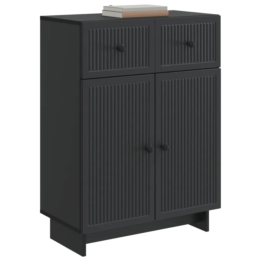 Buffet avec tiroir Noir 66 x 34,5 x 90 cm Bois d'ingénierie - 3