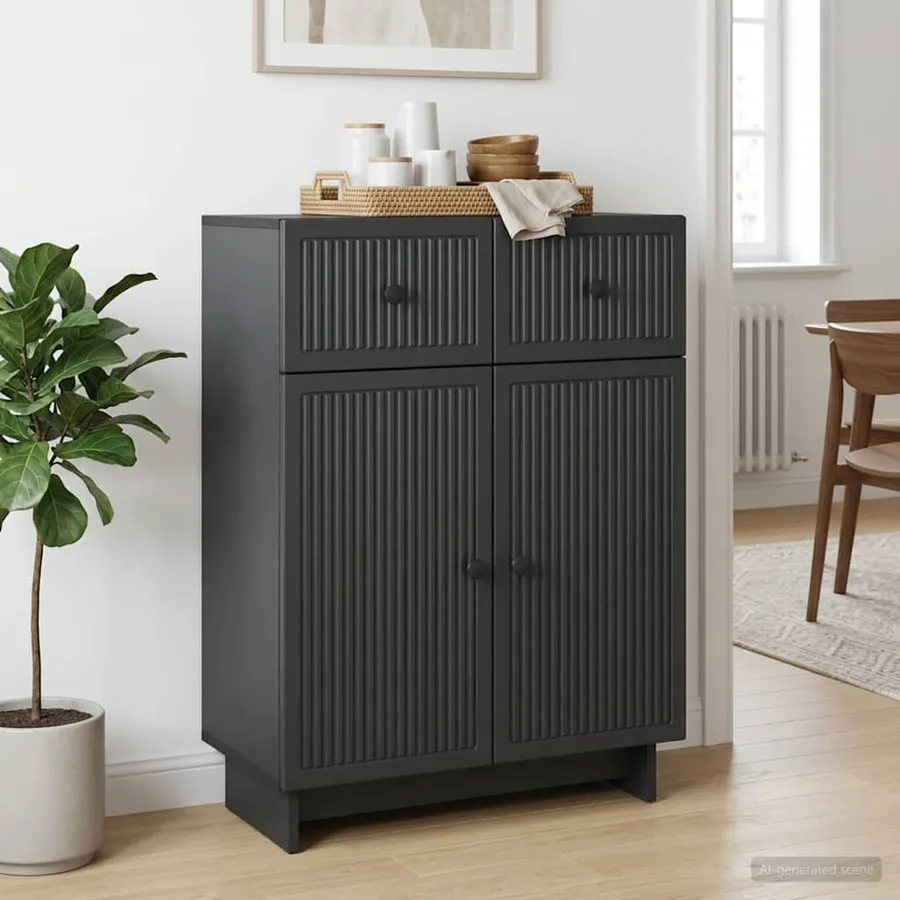 Buffet avec tiroir Noir 66 x 34,5 x 90 cm Bois d'ingénierie - 4